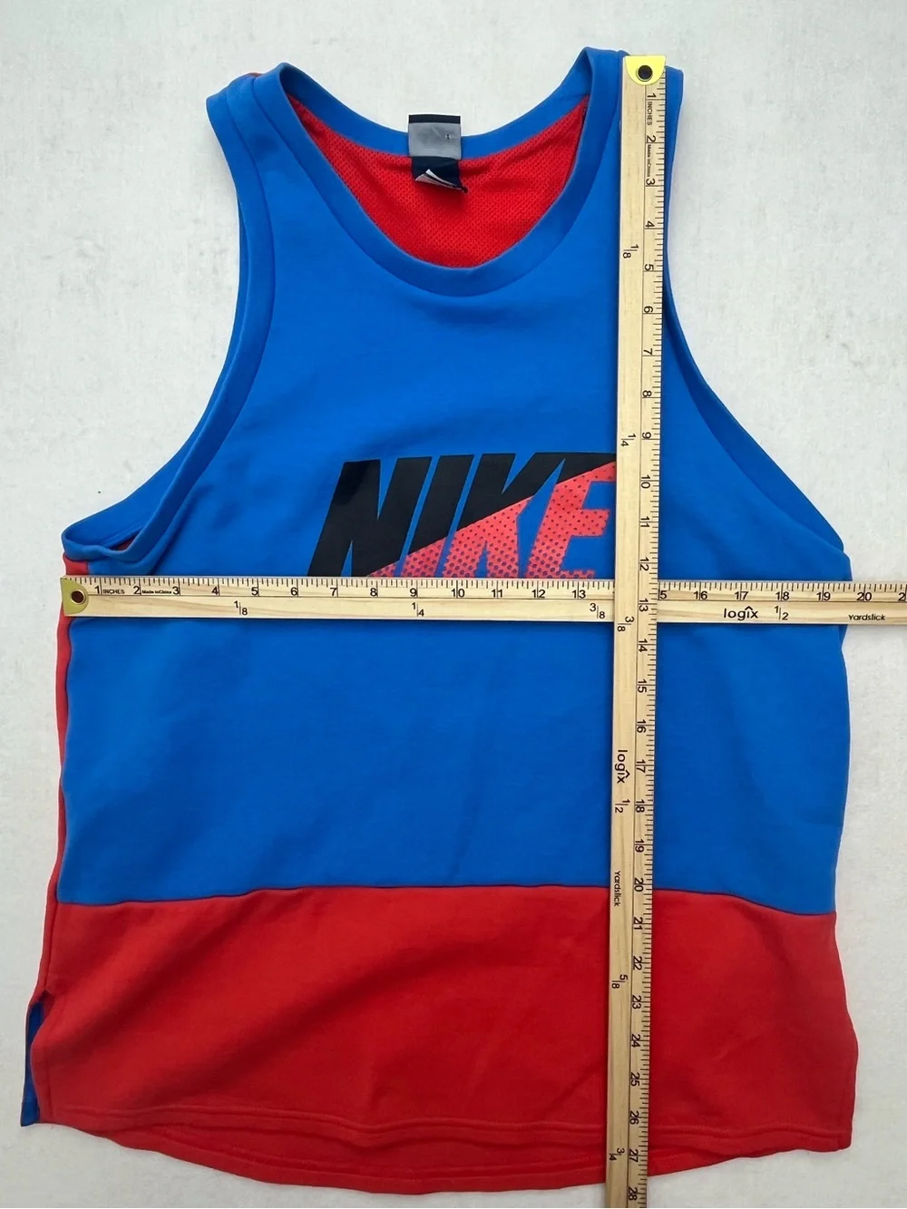 Nike Womens Blue Red Colorblock Graphic Sleeveless Athletic Tank Top Shirt Large